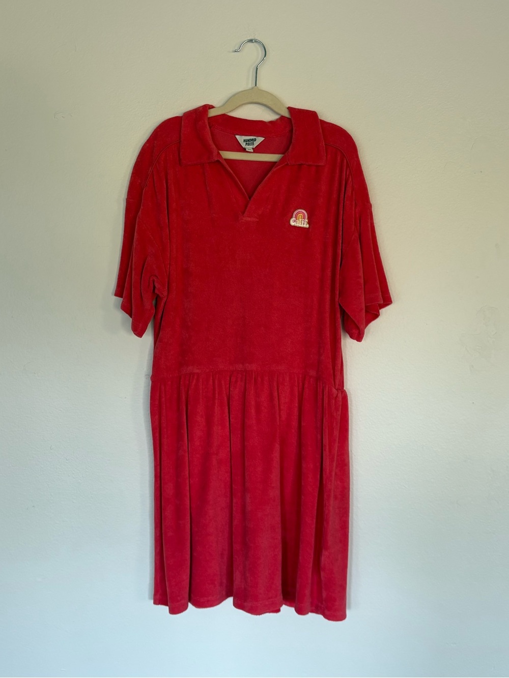 Hundred Pieces - Red Terry Polo Dress for Kids - Size 12 Years